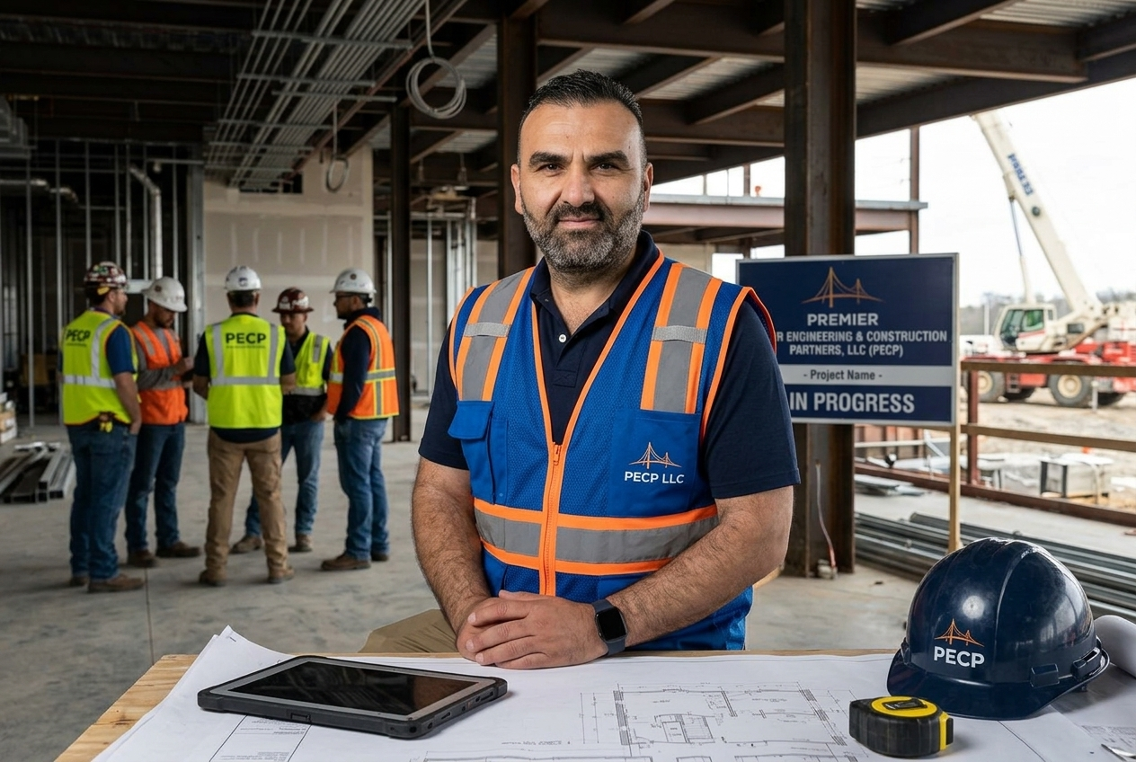man standing in working vest
